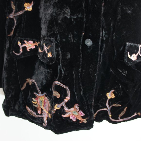 J.JILL vintage crushed velvet embroidered blazer jacket size XLT tall - Picture 4 of 5